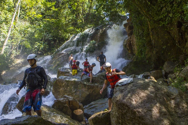 Hidden waterfalls in the Samaná river